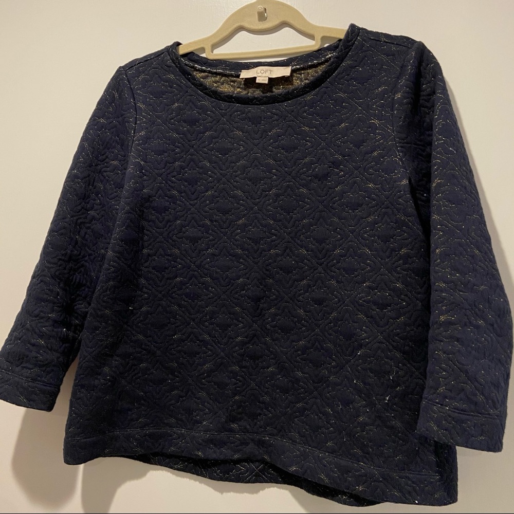 Loft navy top (quilted with gold details)